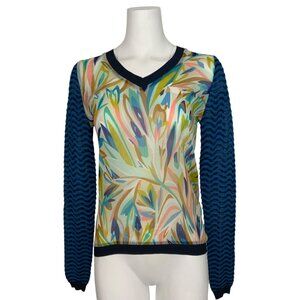 Missoni For Target Mixed Media V Neck Sweater S Blue NEW